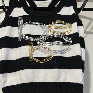 Ladies black & white Bebe Racerback tank top
